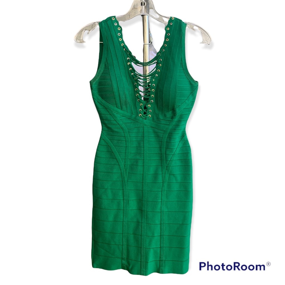 Green Herve Leger dress